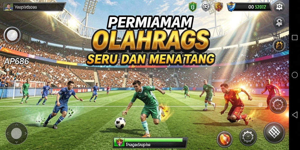 Tangkapan layar utama AP686 menampilkan aksi permainan olahraga yang mengasyikkan.