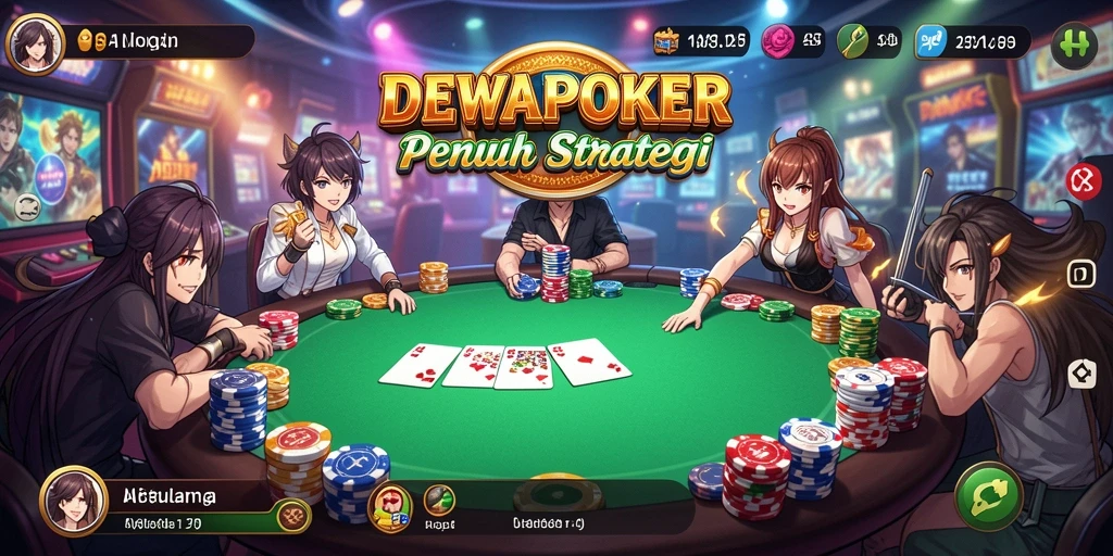 Tampilan gameplay DEWAPOKER dengan karakter Anime yang dinamis dan aksi seru.
