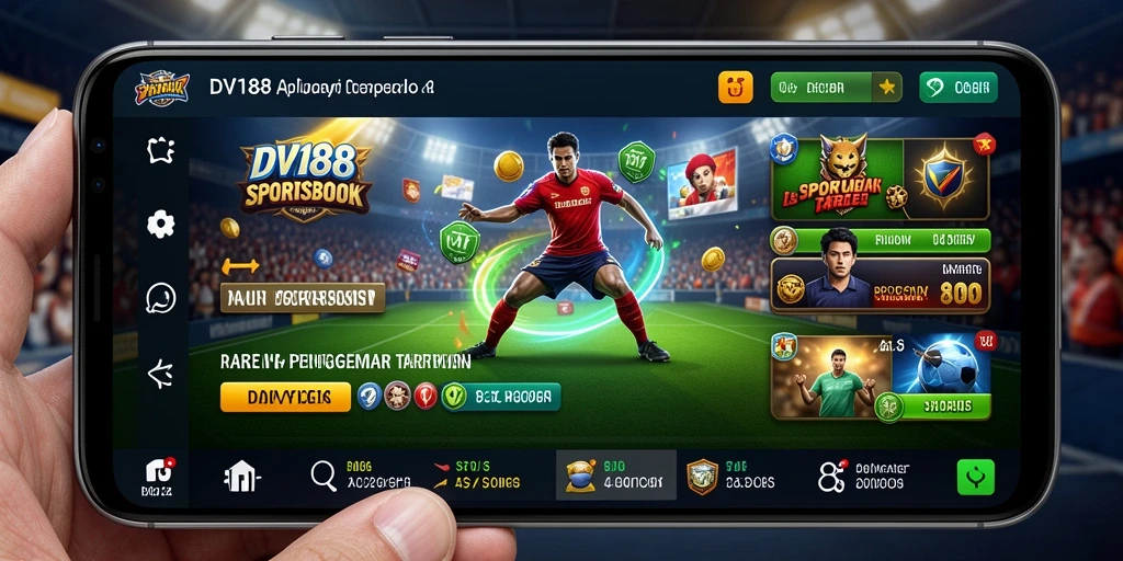 Screenshot utama DV188 menampilkan antarmuka taruhan olahraga yang menarik.
